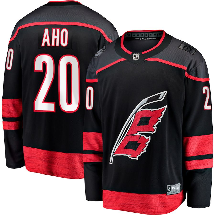 Men Carolina Hurricanes 20 Sebastian Aho Fanatics Branded Black Home Premier Breakaway Player NHL Jersey